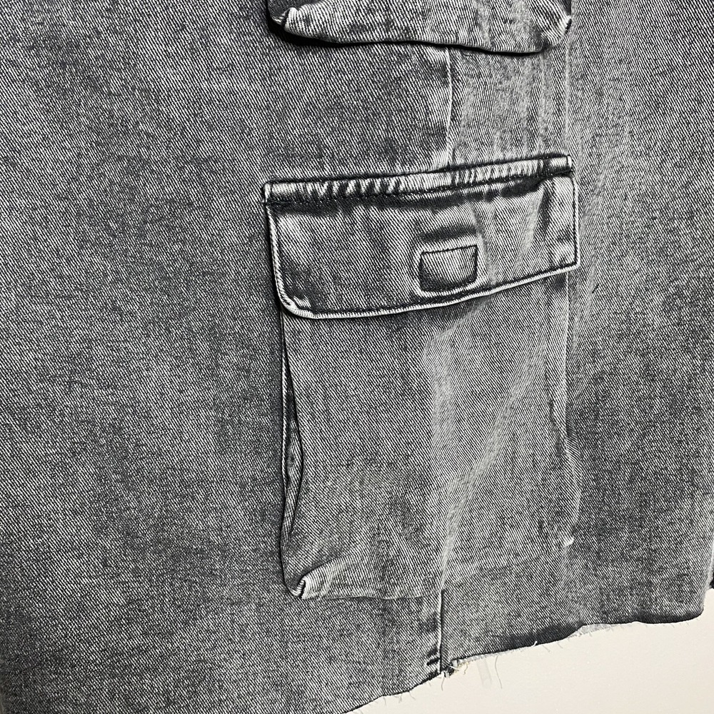 True Religion Vintage Style Charcoal Wash‎ Denim Cargo Midi Skirt Slit Front 27 - Picture 6 of 16